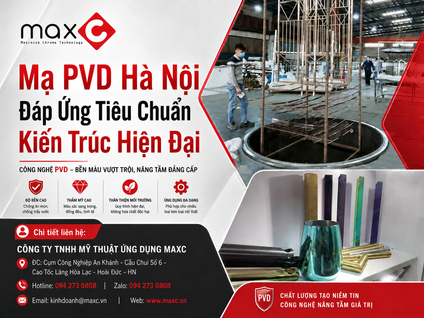 Mạ PVD H&agrave; Nội Đ&aacute;p Ứng Ti&ecirc;u Chuẩn Kiến Tr&uacute;c Hiện Đại